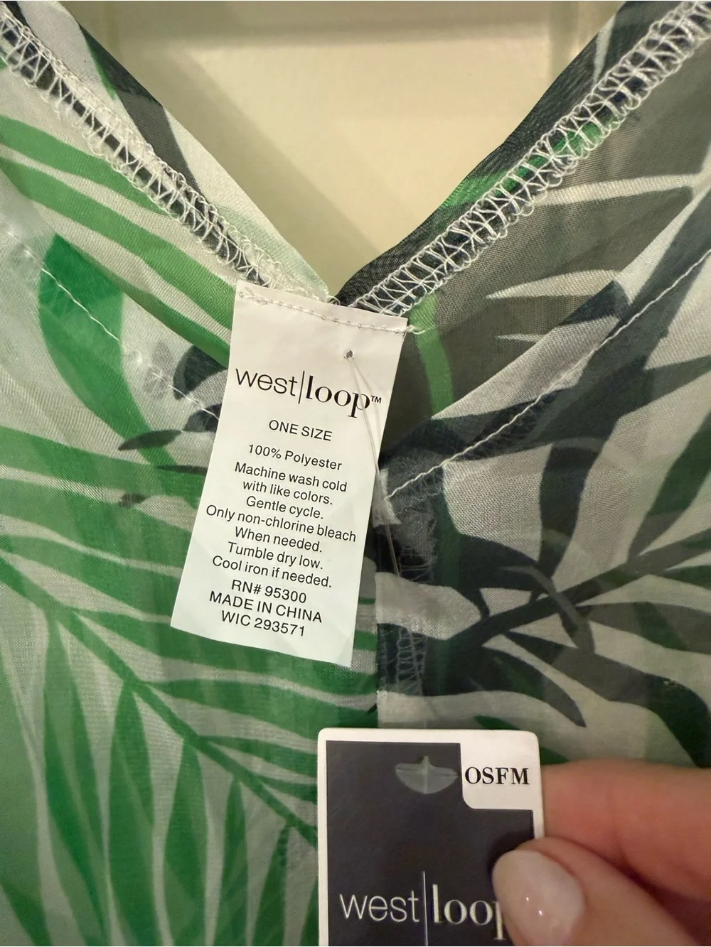 west loop Green and White Tropical Leaf Cover-Up
